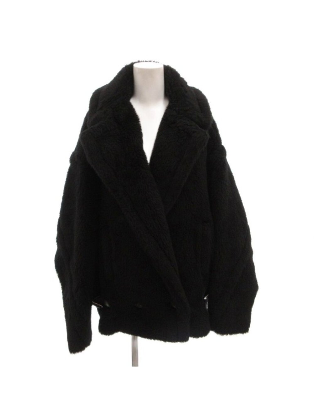 Max Mara Teddy Bear Biker Short Coat Double Belt Alpaca Silk